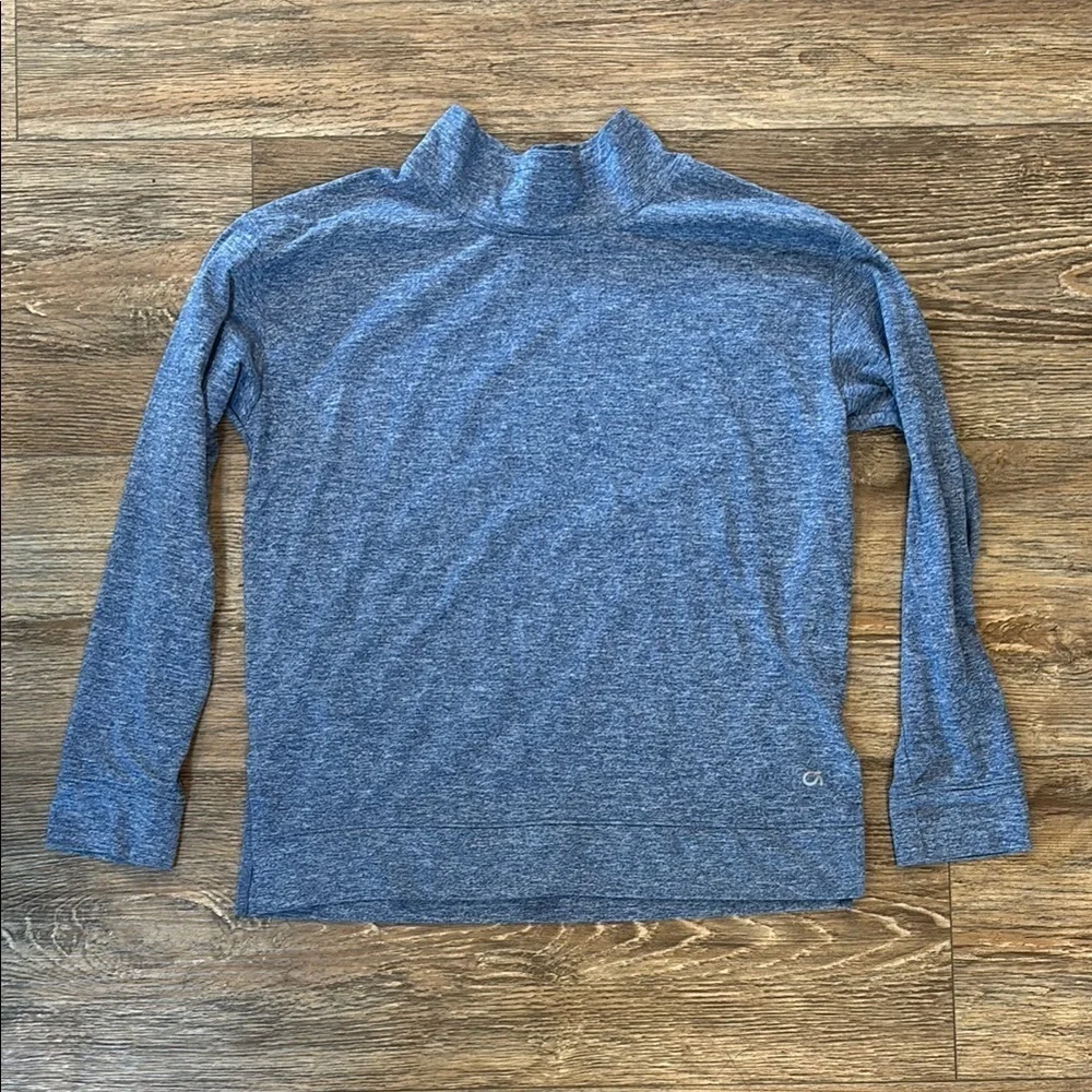 GapFit Girls Size Large Blue Turtleneck Brushed Jersey Athletic Top